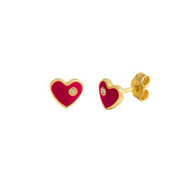 Bild von Herz Kinderohrstecker Gold 333 rot handlackiert